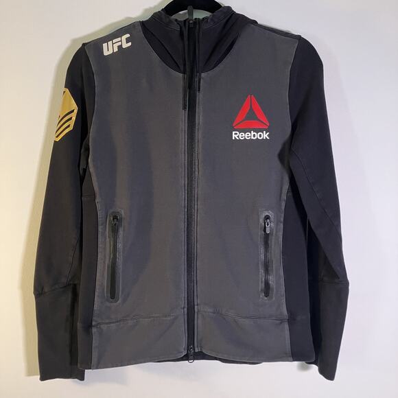 Reebok Tops - UFC Ronda Rousey Jacket Womens Small Black Gray Gold USA Full Zip Hoodie Reebok